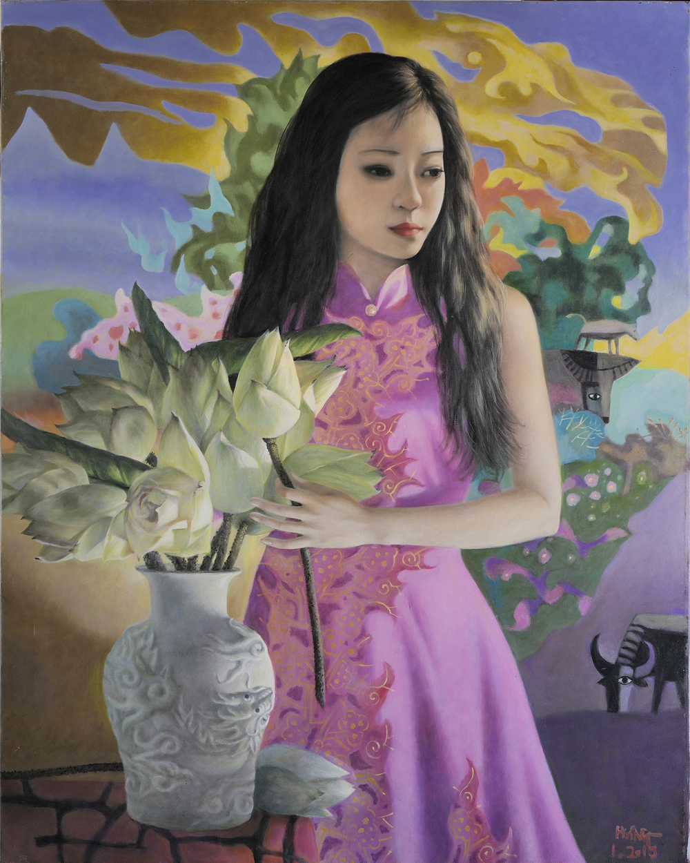 Cô gái với bình sen - Nghiêm Xuân Hưng