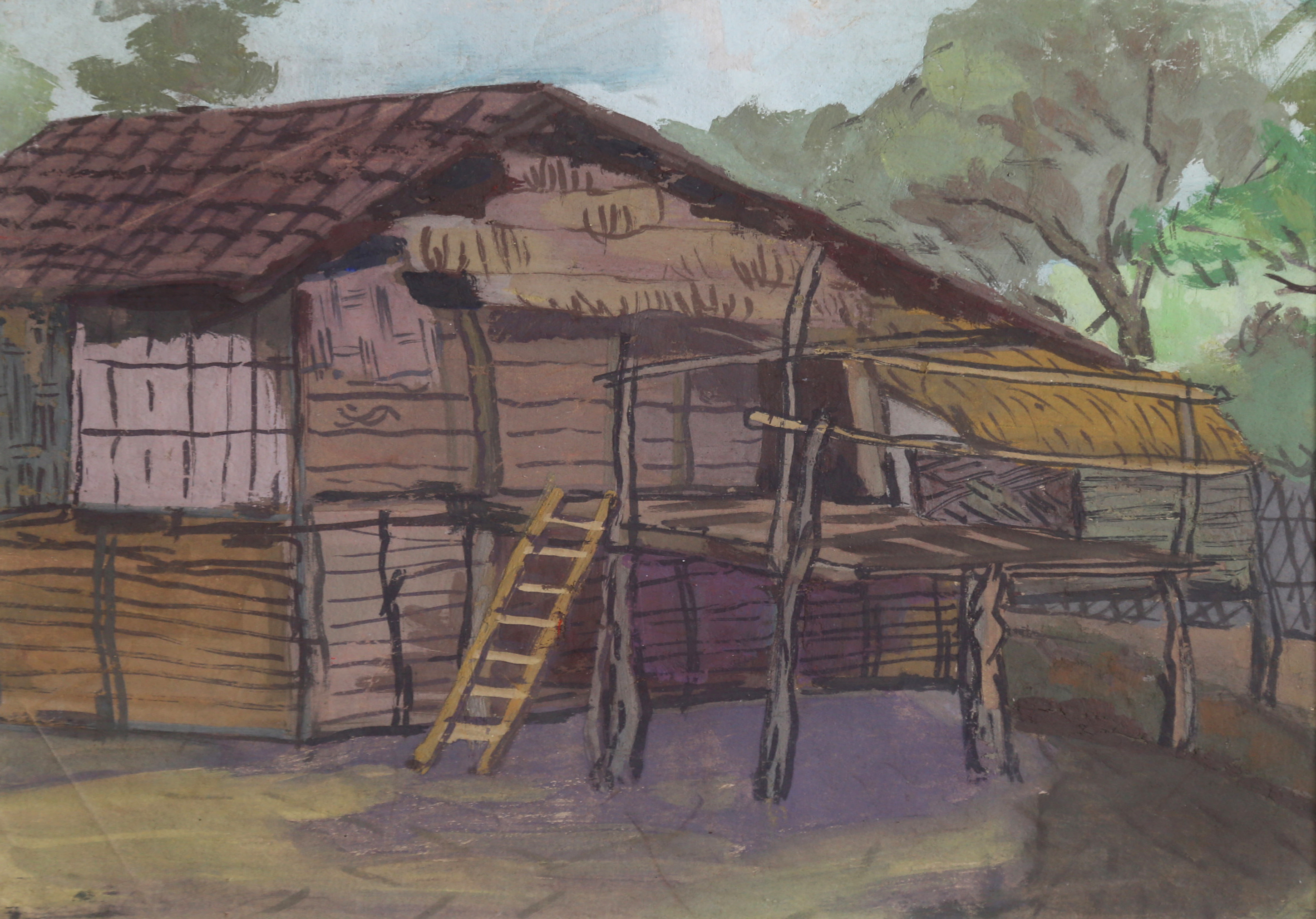 Stilt house landscape - Nguyễn Sĩ Thiết 