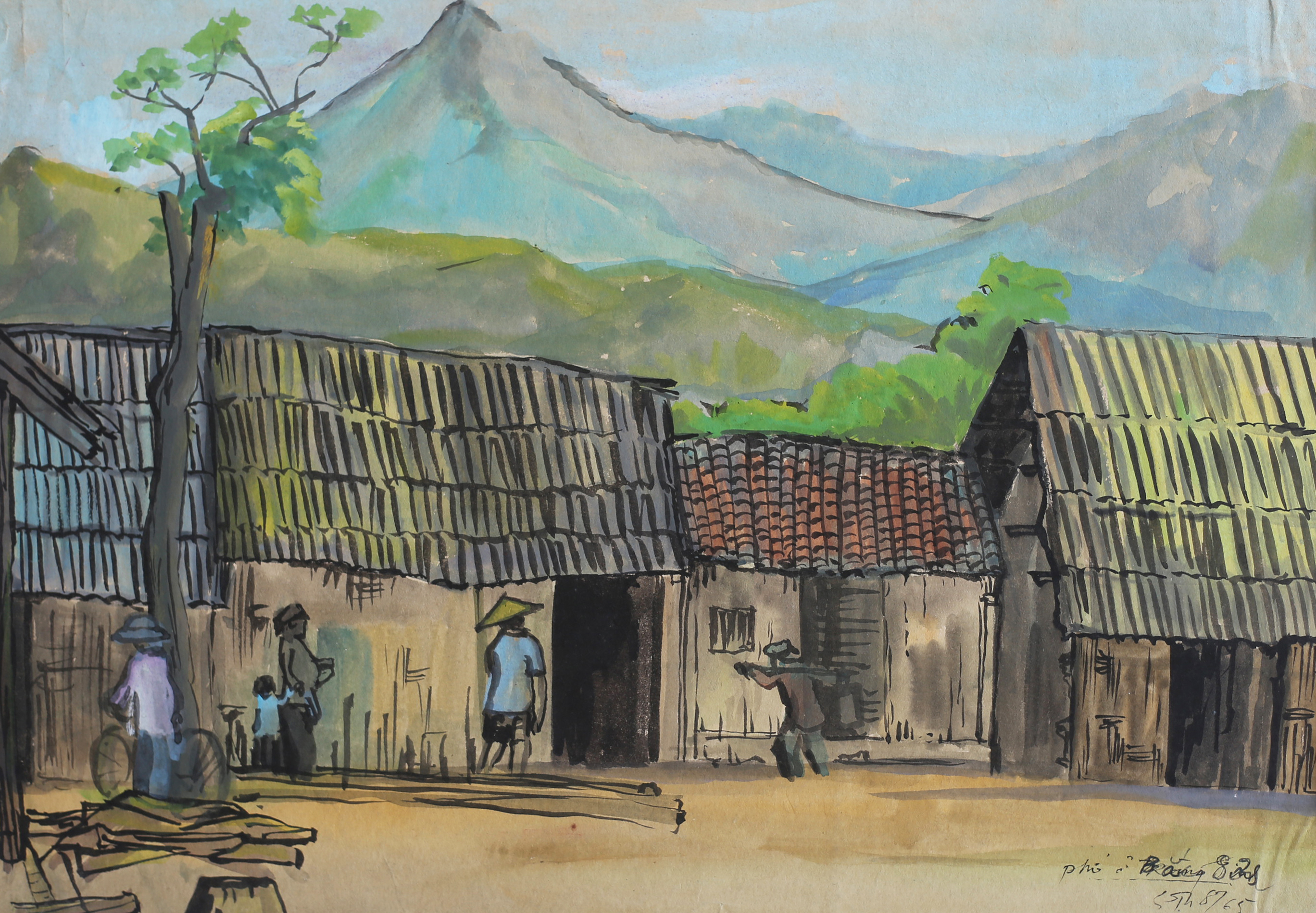 Street scene in Bac Son - Nguyễn Sĩ Thiết 
