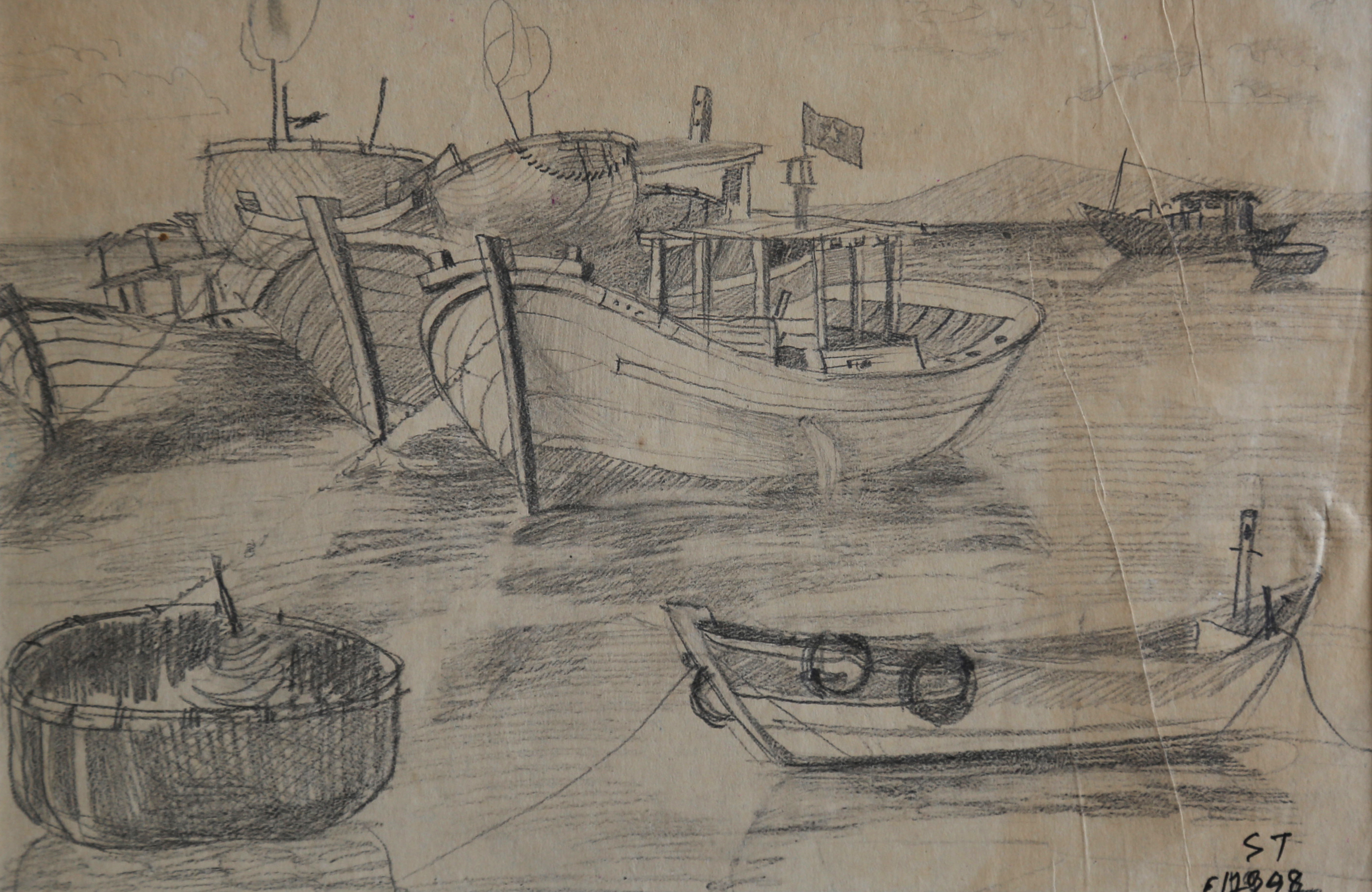 Boat dock scene - Nguyễn Sĩ Thiết 