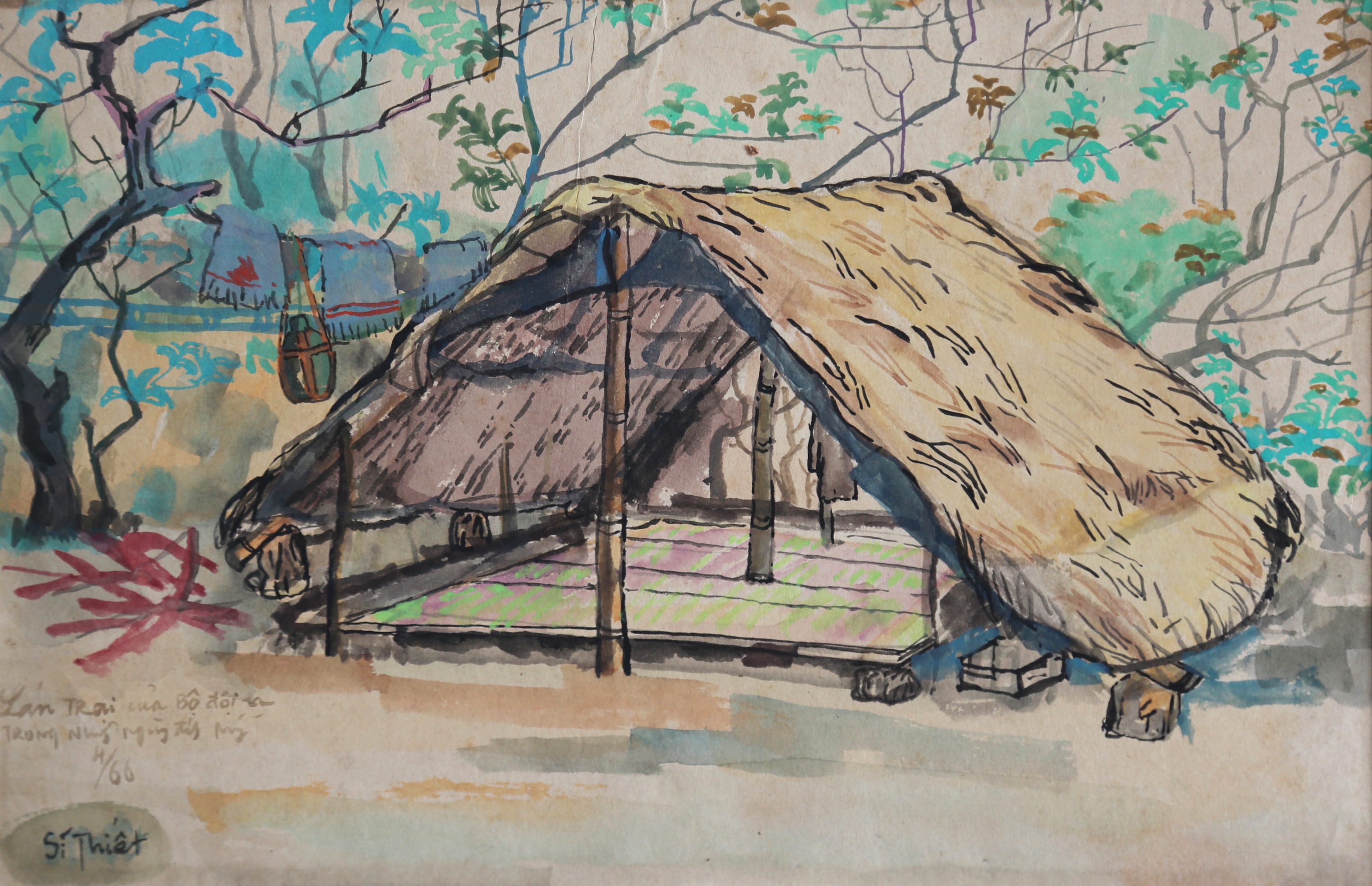 Scene of our army's tents during the days of fighting the Americans - Nguyễn Sĩ Thiết 