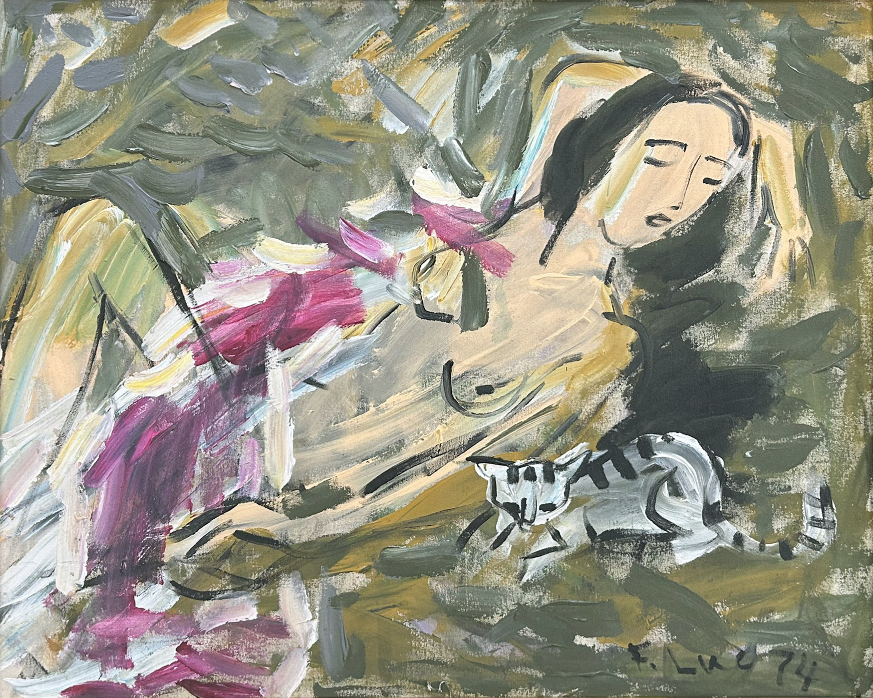 Cô gái và mèo - Phạm Lực (Đã bán)